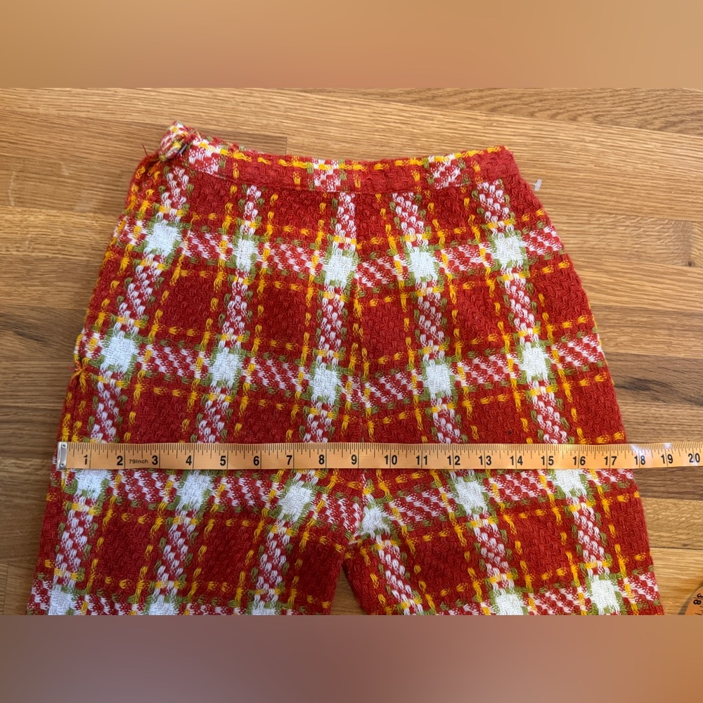 60s Vintage Orange Plaid High Waisted Side Zip Pants Sz XS - Picture 5 of 7